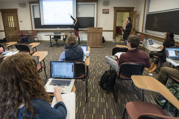 Students in a classroom at Stokes Hall.